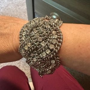 Stella and Dot chunky silver toned bracelet